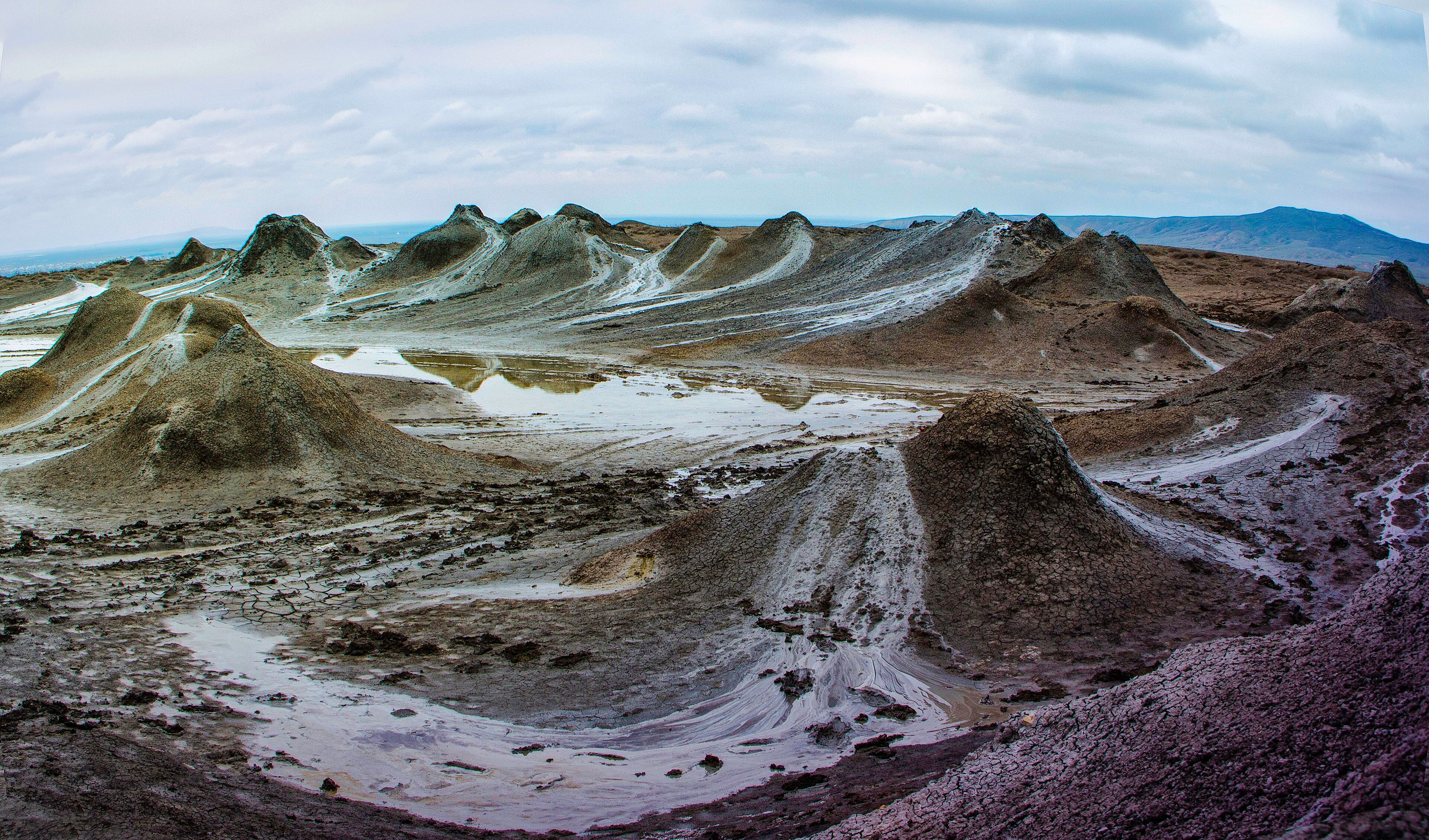 Mud volcanoes at Gobustan, southwest of Baku, Azerbaijan